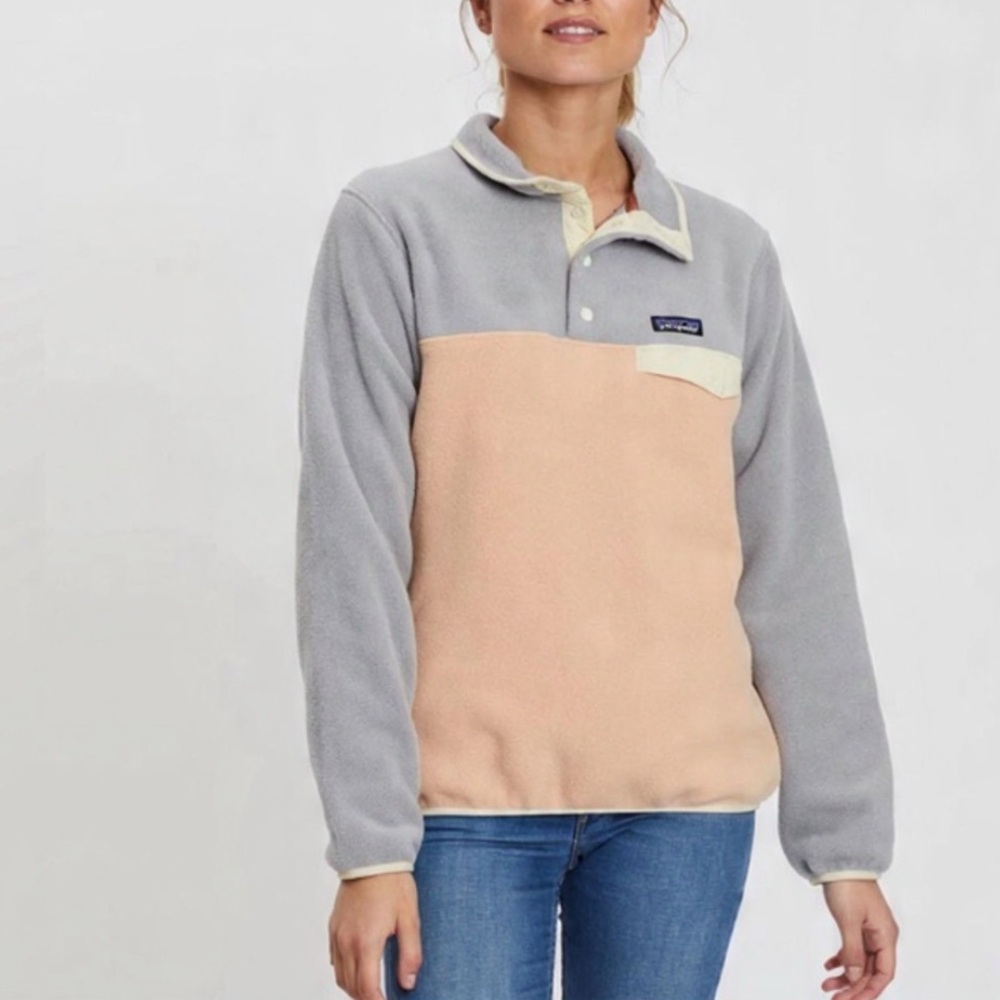 Patagonia Gray and Tan Fleece Pullover